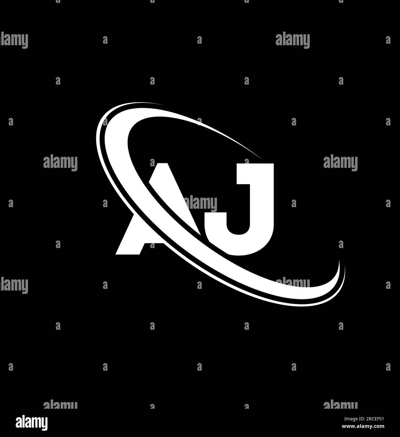 AJ logo. A J design. White AJ letter. AJ/A J letter logo design. Initial letter AJ linked circle uppercase monogram logo. Stock Vector