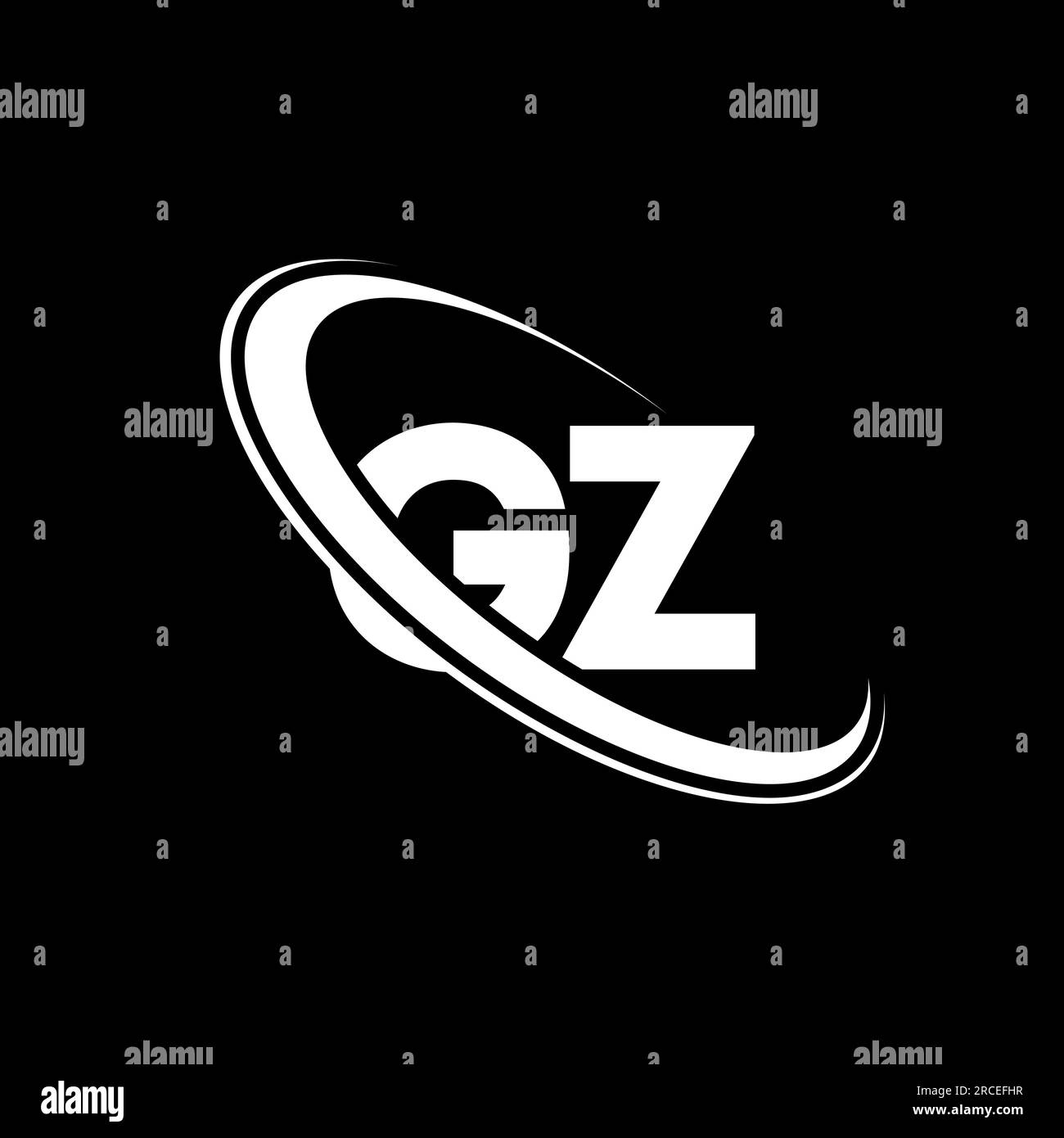 GZ logo. G Z design. White GZ letter. GZ/G Z letter logo design. Initial letter GZ linked circle uppercase monogram logo. Stock Vector