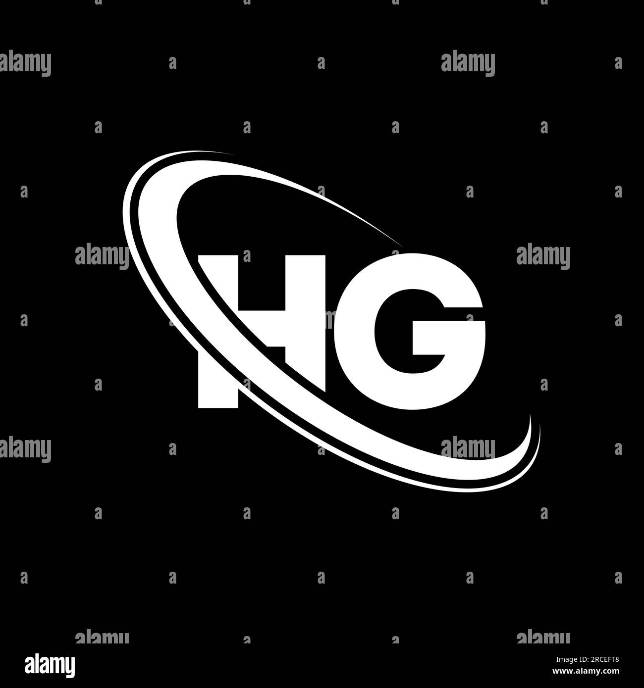 HG logo. H G design. White HG letter. HG/H G letter logo design. Initial letter HG linked circle uppercase monogram logo. Stock Vector