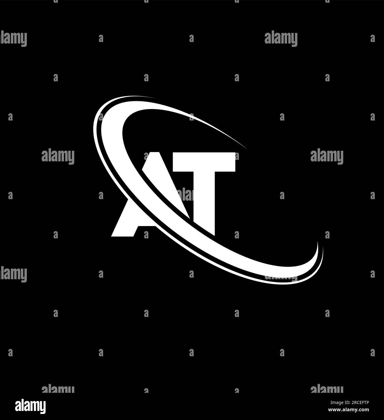 AT logo. A T design. White AT letter. AT/A T letter logo design. Initial letter AT linked circle uppercase monogram logo. Stock Vector