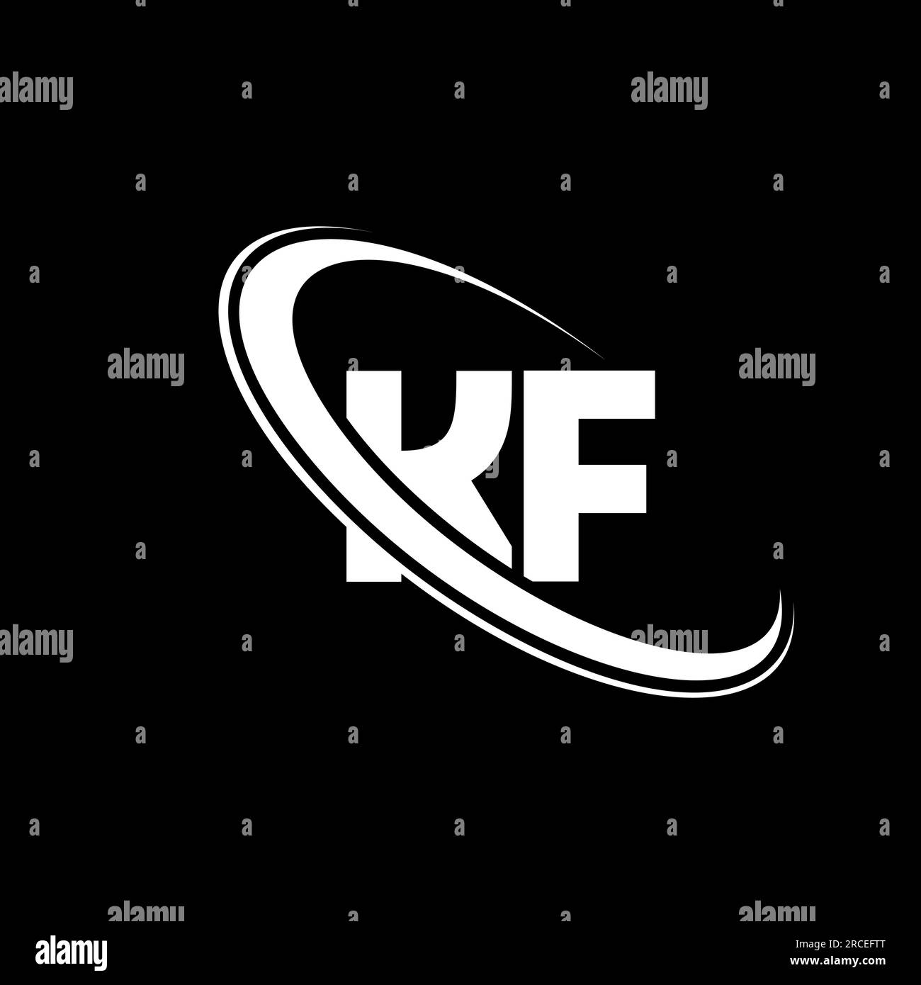 KF logo. K F design. White KF letter. KF/K F letter logo design. Initial letter KF linked circle uppercase monogram logo. Stock Vector