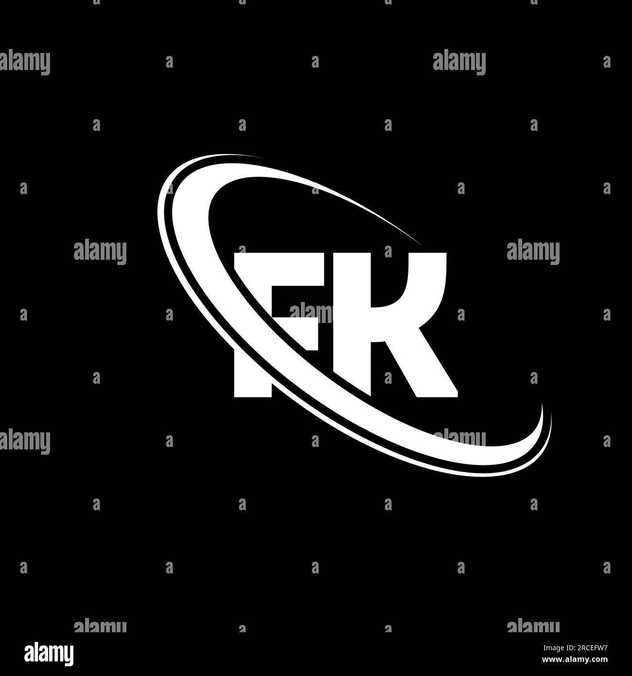 FK logo. F K design. White FK letter. FK/F K letter logo design. Initial letter FK linked circle uppercase monogram logo. Stock Vector