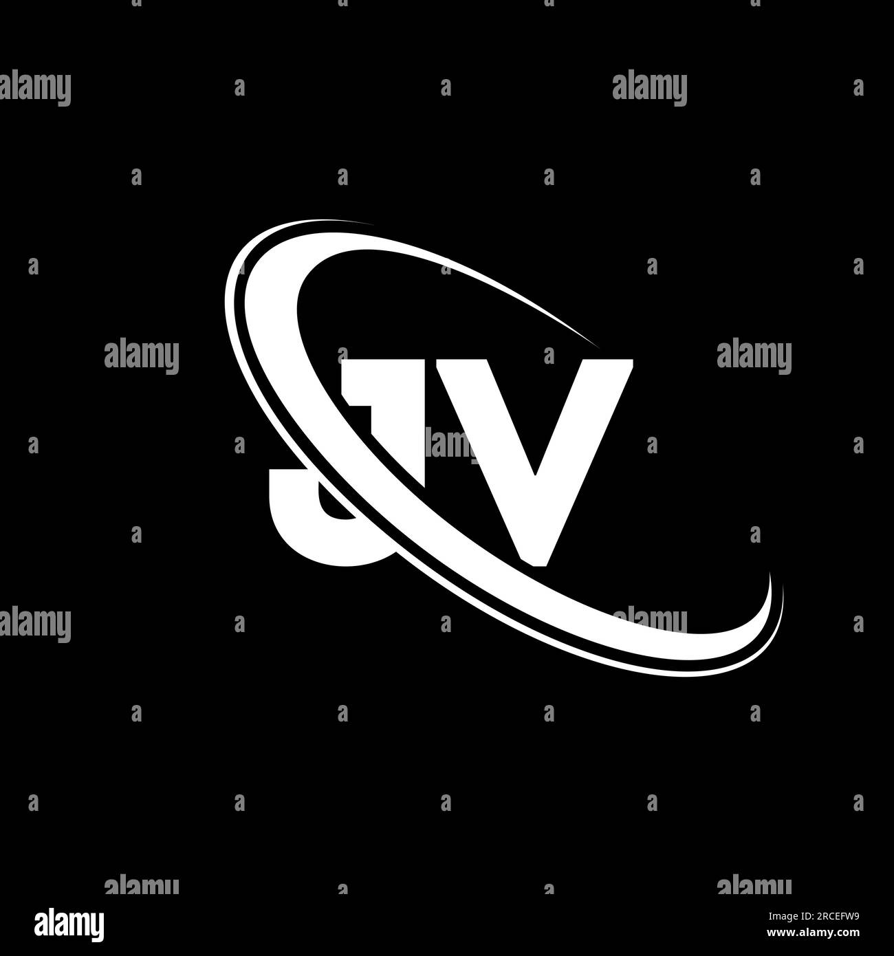 JV logo. J V design. White JV letter. JV/J V letter logo design. Initial letter JV linked circle uppercase monogram logo. Stock Vector