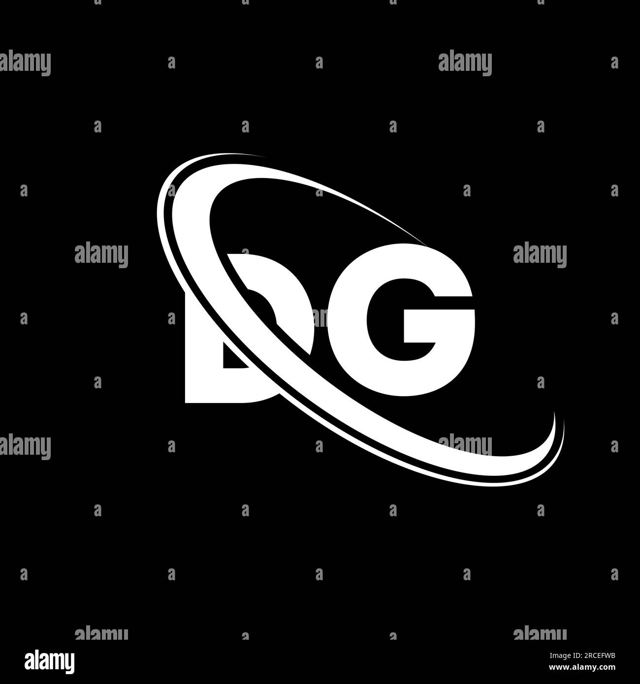 DG logo. D G design. White DG letter. DG/D G letter logo design. Initial letter DG linked circle uppercase monogram logo. Stock Vector