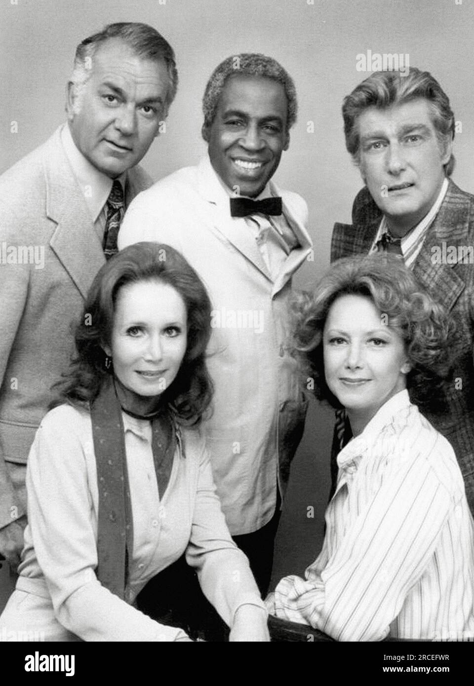 Robert Mandan, Robert Guillaume, Richard Mulligan, Cathryn Damon, Katherine Helmond, 'Soap', circa (1977). Photo credit: ABC Stock Photo