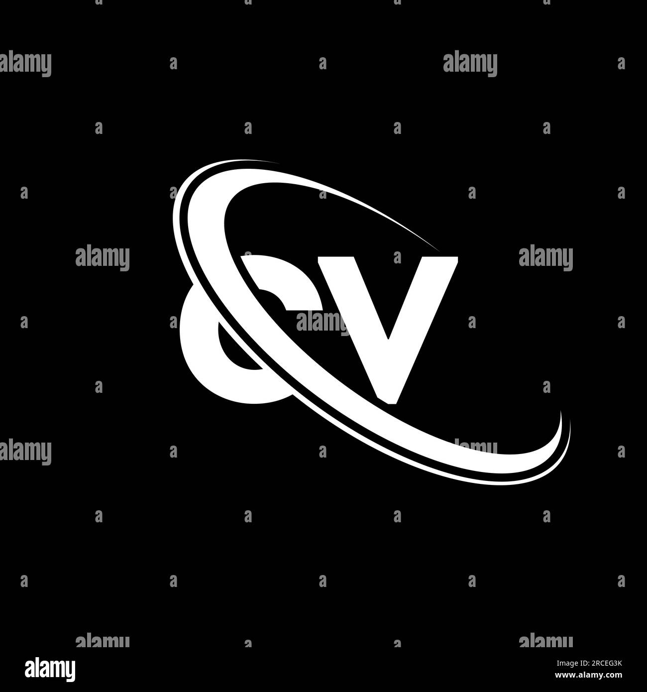 CV logo. C V design. White CV letter. CV/C V letter logo design. Initial letter CV linked circle uppercase monogram logo. Stock Vector