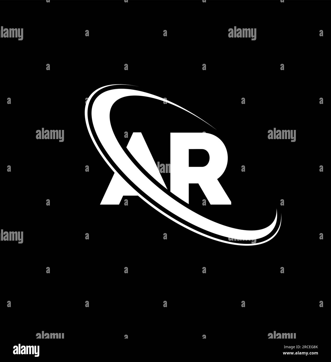 AR logo. A R design. White AR letter. AR/A R letter logo design. Initial letter AR linked circle uppercase monogram logo. Stock Vector