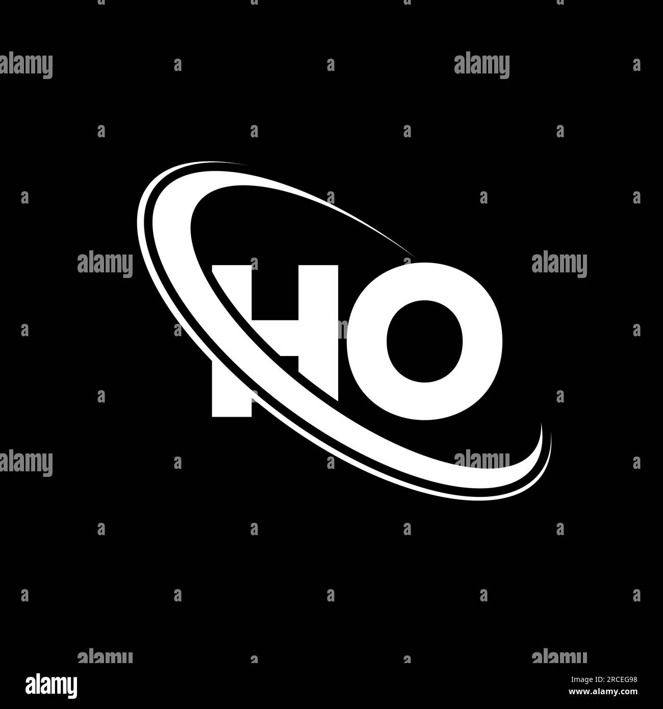 HO logo. H O design. White HO letter. HO/H O letter logo design. Initial letter HO linked circle uppercase monogram logo. Stock Vector