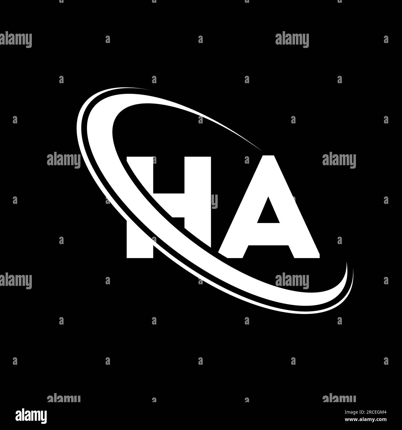HA logo. H A design. White HA letter. HA/H A letter logo design. Initial letter HA linked circle uppercase monogram logo. Stock Vector
