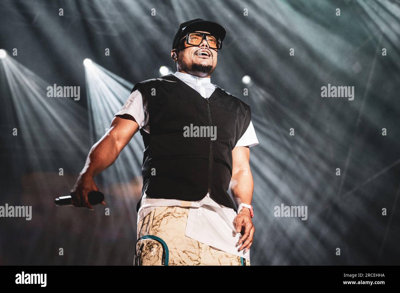 TORINO, STUPINIGI SONIC PARK FESTIVAL 2023, ITALY: Apl.de.ap (real name Allan Pineda Lindo) of the American musical group consisting of rappers called Black Eyed Peas performing live at the Stupinigi Sonic Park festival Stock Photo