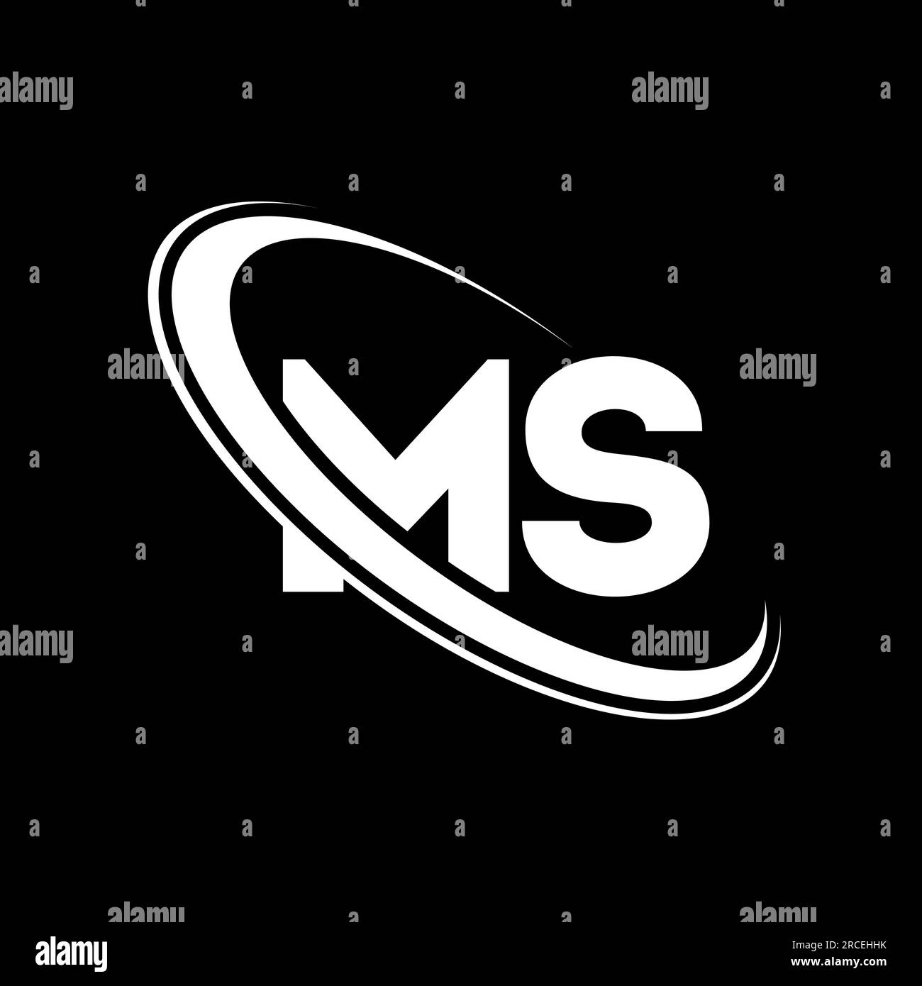 MS logo. M S design. White MS letter. MS/M S letter logo design. Initial letter MS linked circle uppercase monogram logo. Stock Vector