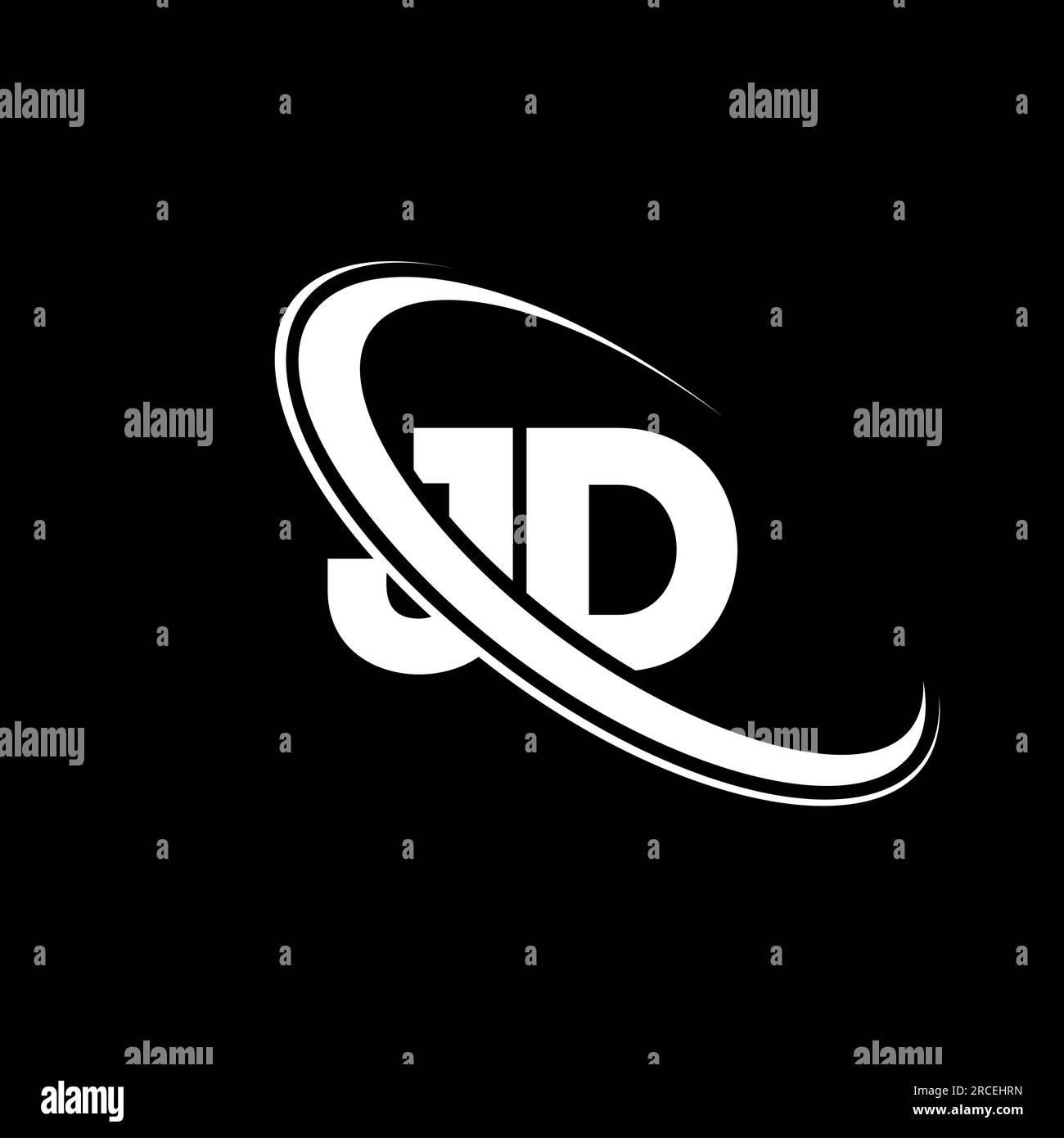 JD logo. J D design. White JD letter. JD/J D letter logo design. Initial letter JD linked circle uppercase monogram logo. Stock Vector