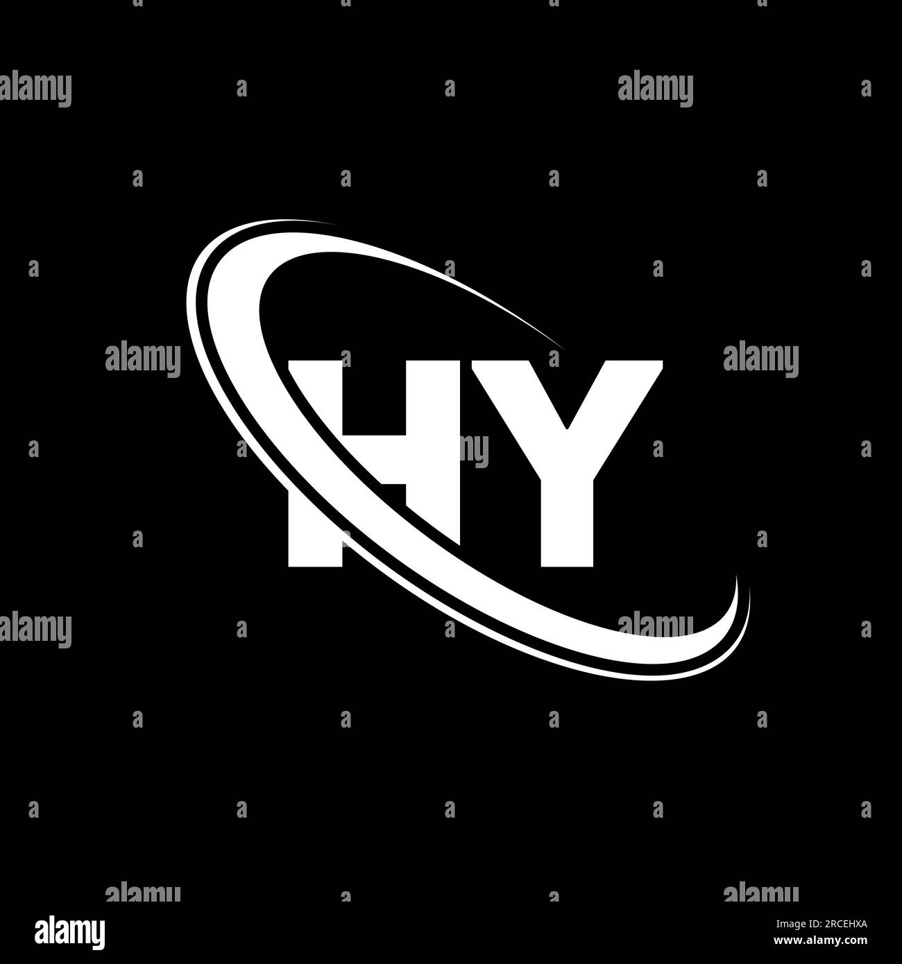 HY logo. H Y design. White HY letter. HY/H Y letter logo design. Initial letter HY linked circle uppercase monogram logo. Stock Vector