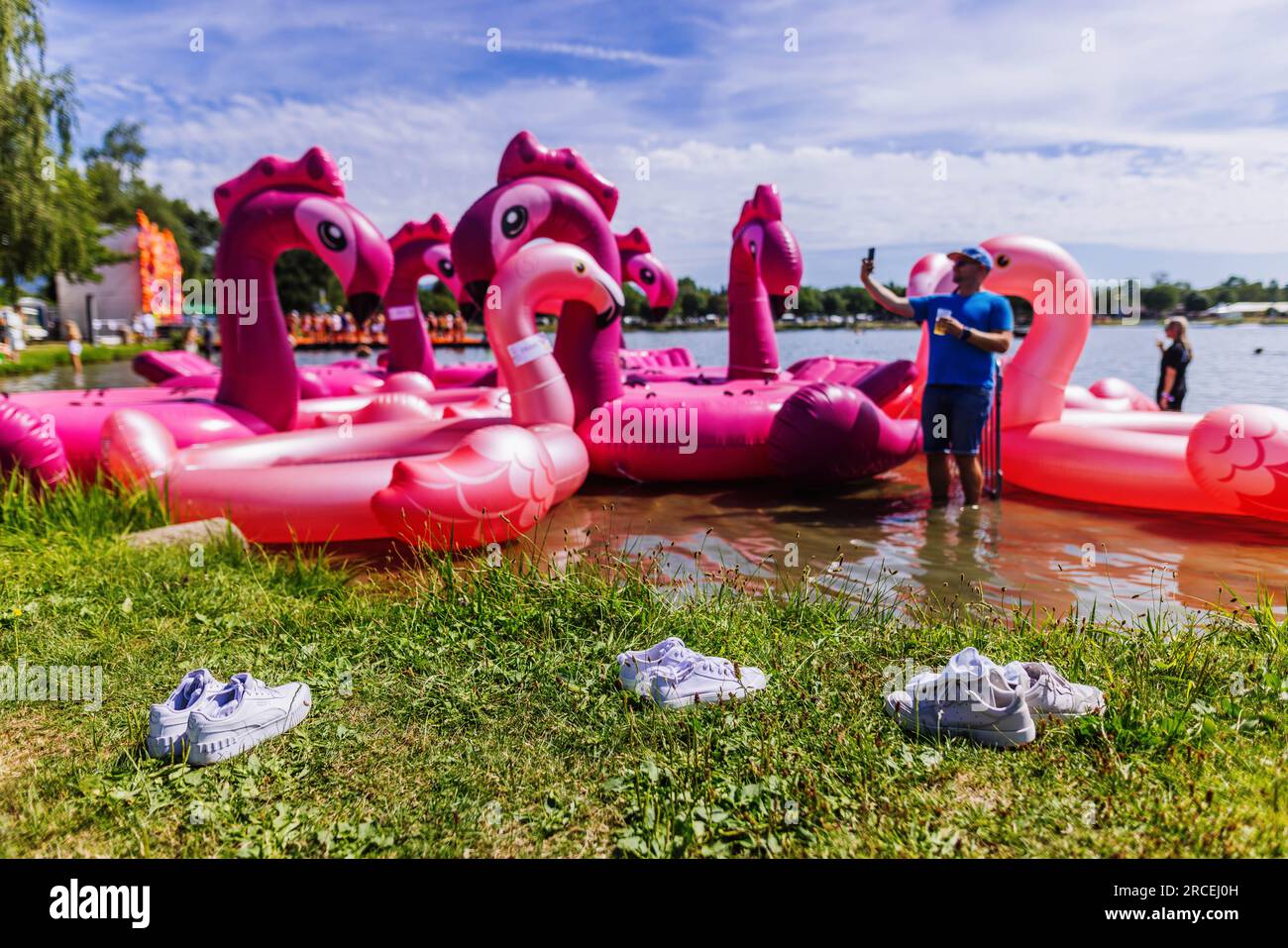 freiburg-germany-14th-july-2023-three-pairs-of-shoes-stand-on-the