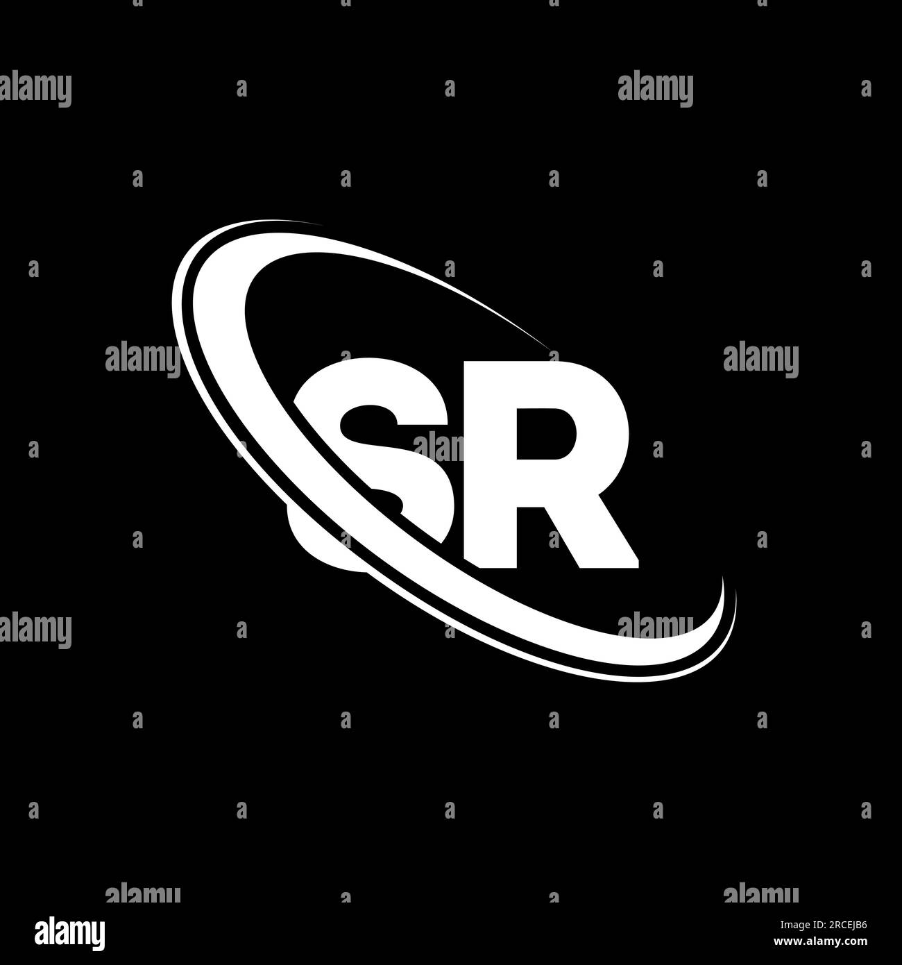 SR logo. S R design. White SR letter. SR/S R letter logo design. Initial letter SR linked circle uppercase monogram logo. Stock Vector