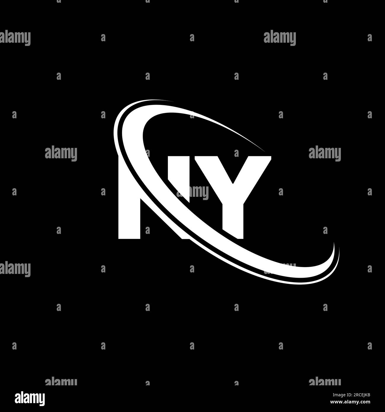 NY logo. N Y design. White NY letter. NY/N Y letter logo design. Initial letter NY linked circle uppercase monogram logo. Stock Vector