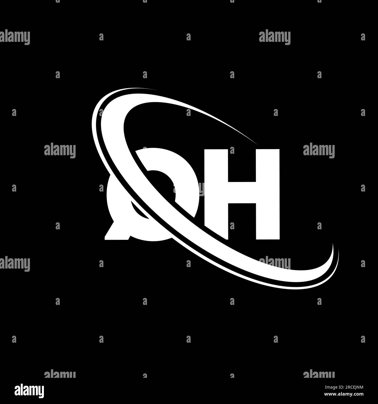 QH logo. Q H design. White QH letter. QH/Q H letter logo design