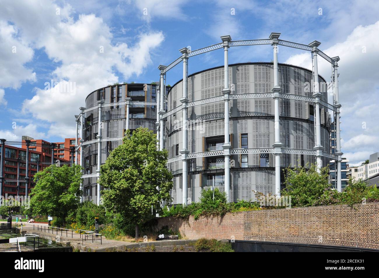 Modern flats from old gasholders beside the Regents Canal at King's