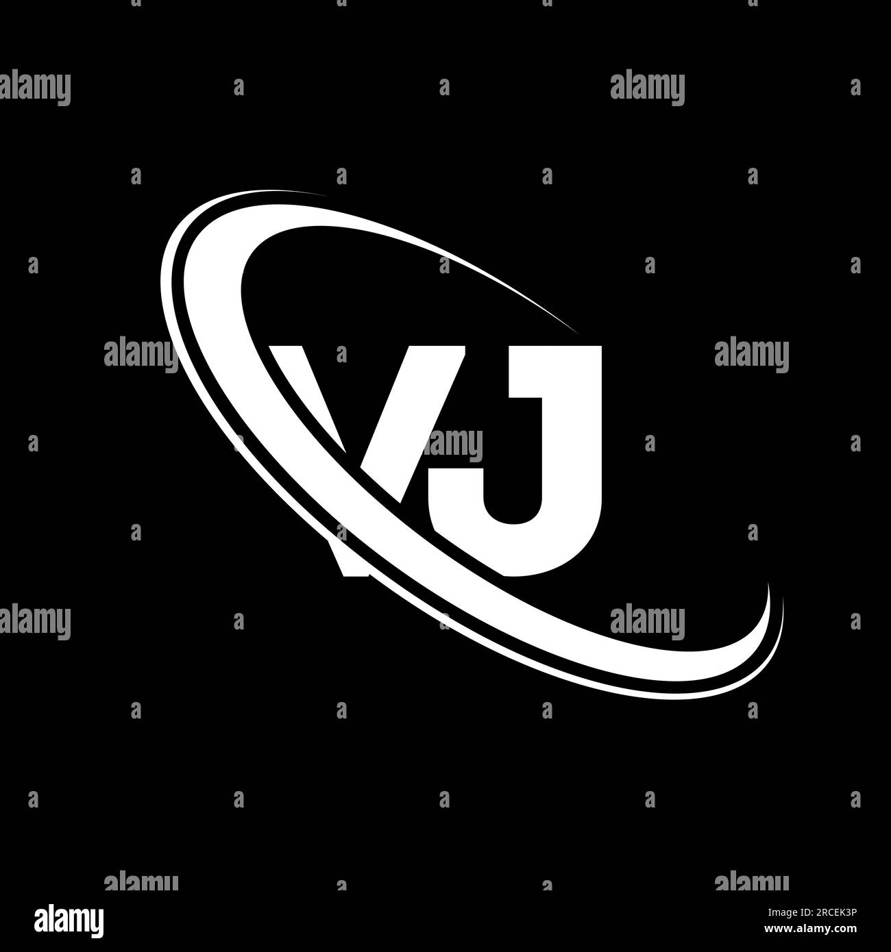 VJ logo. V J design. White VJ letter. VJ/V J letter logo design. Initial letter VJ linked circle uppercase monogram logo. Stock Vector