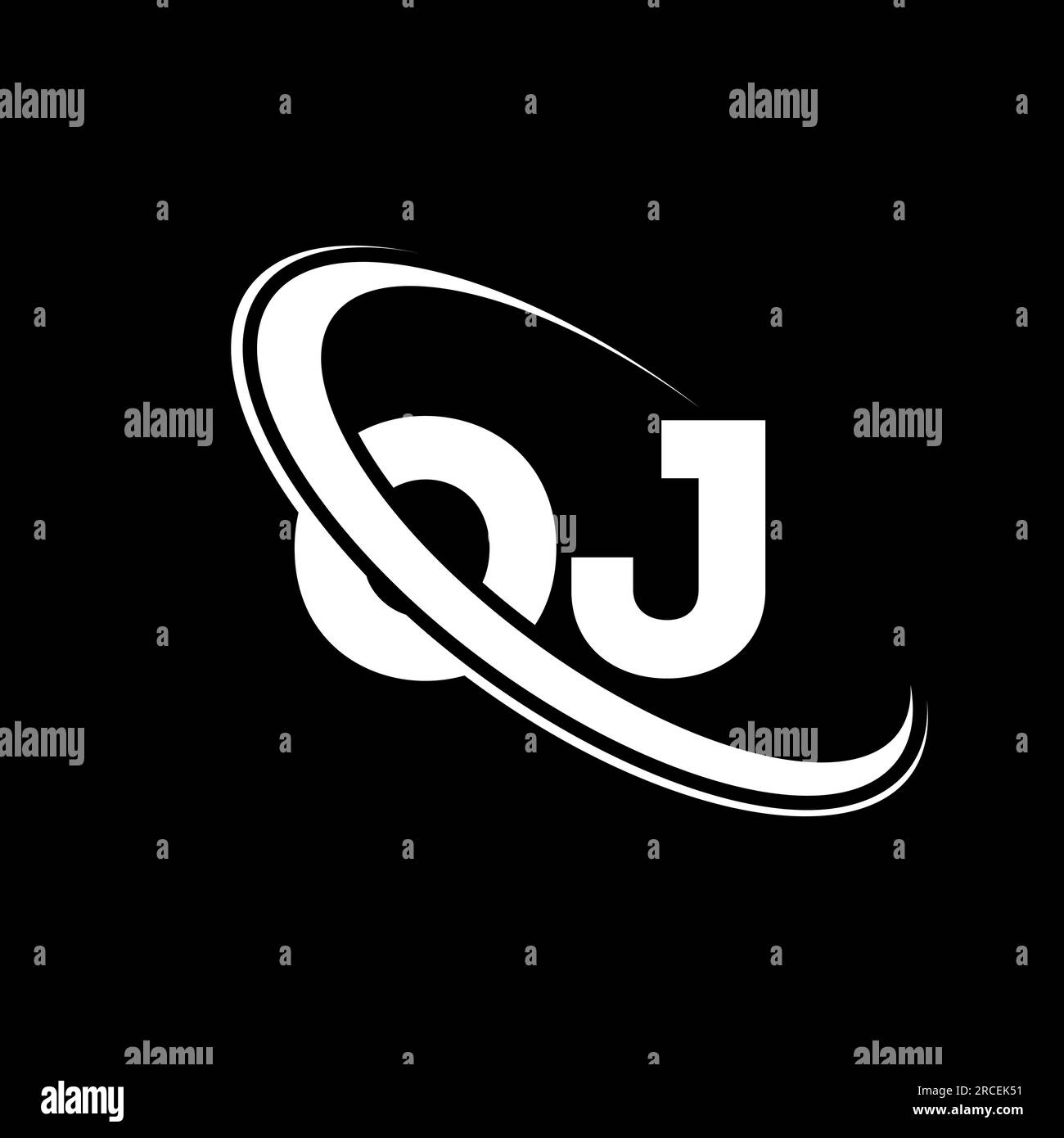 OJ logo. O J design. White OJ letter. OJ/O J letter logo design. Initial letter OJ linked circle uppercase monogram logo. Stock Vector