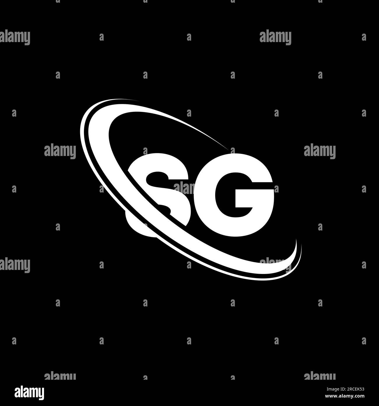 SG logo. S G design. White SG letter. SG/S G letter logo design. Initial letter SG linked circle uppercase monogram logo. Stock Vector