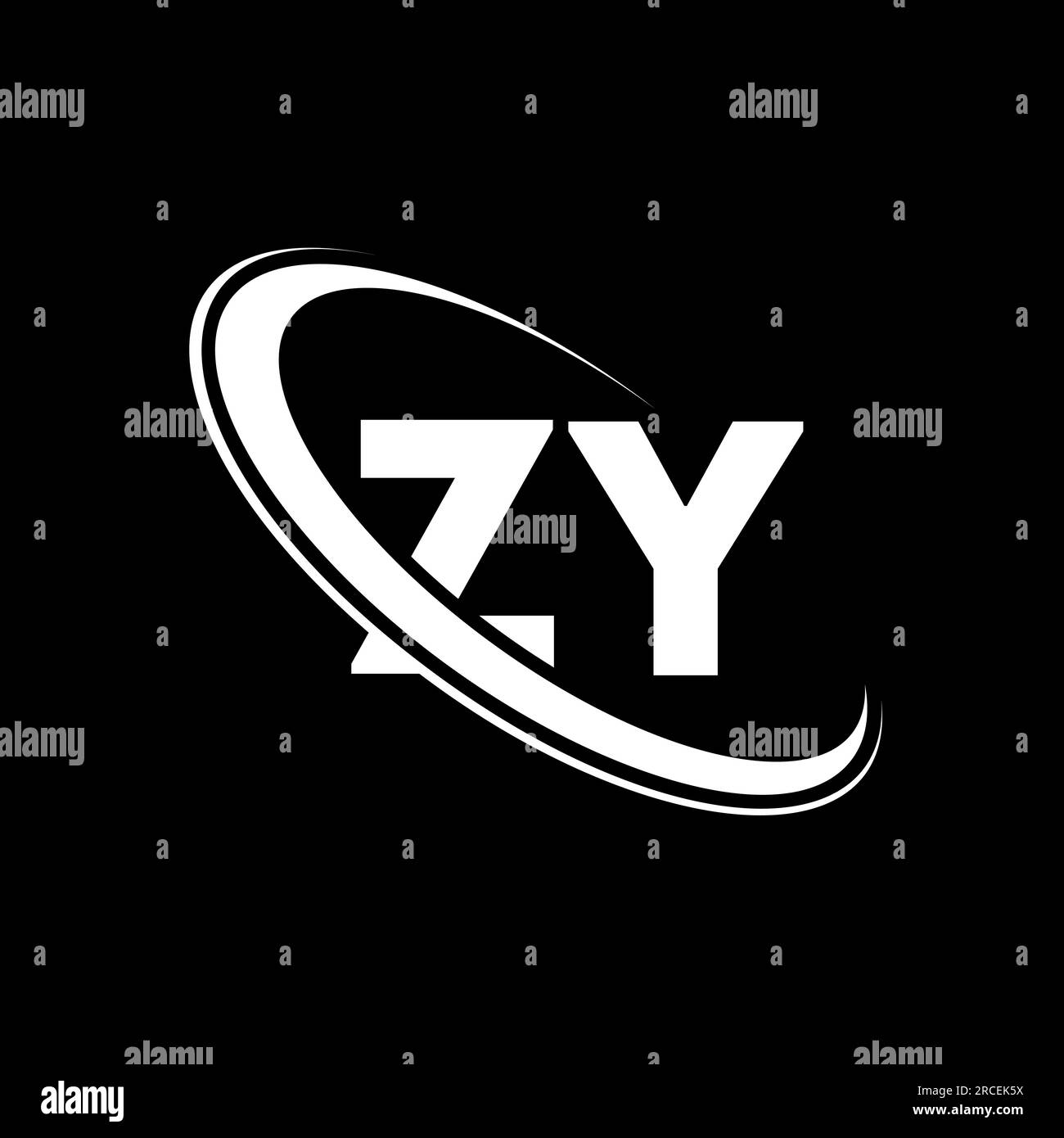 ZY logo. Z Y design. White ZY letter. ZY/Z Y letter logo design. Initial letter ZY linked circle uppercase monogram logo. Stock Vector