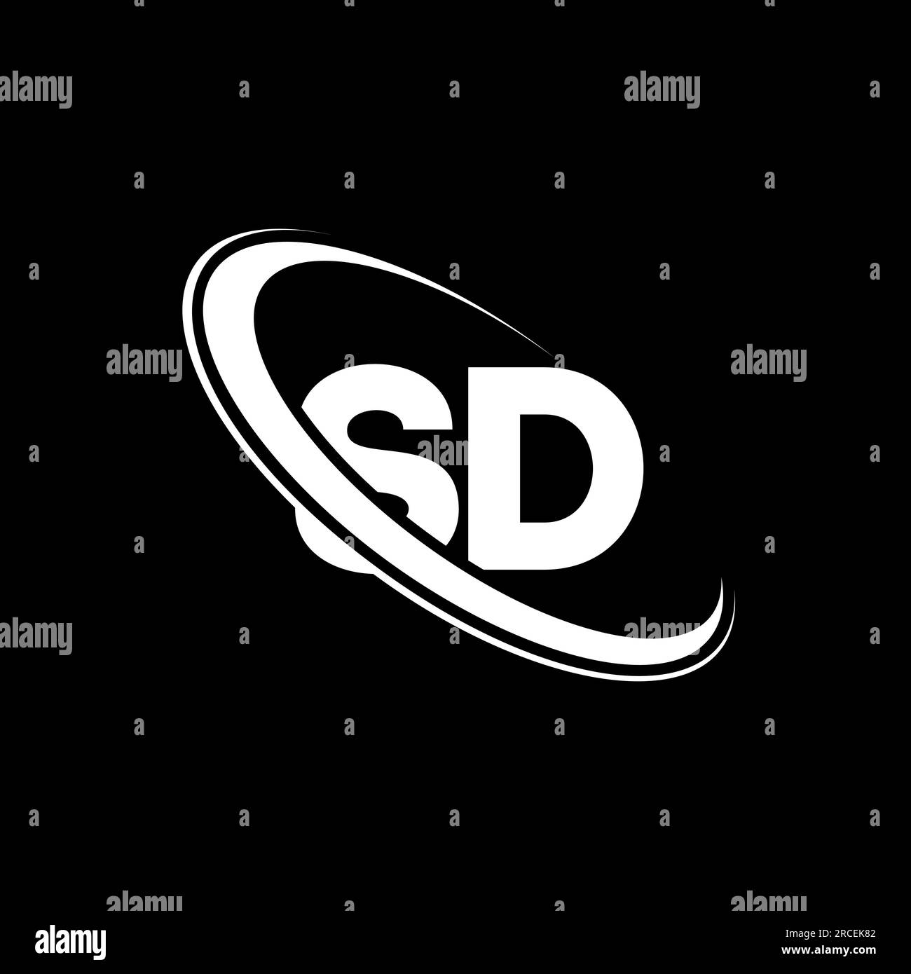 SD logo. S D design. White SD letter. SD/S D letter logo design. Initial letter SD linked circle uppercase monogram logo. Stock Vector