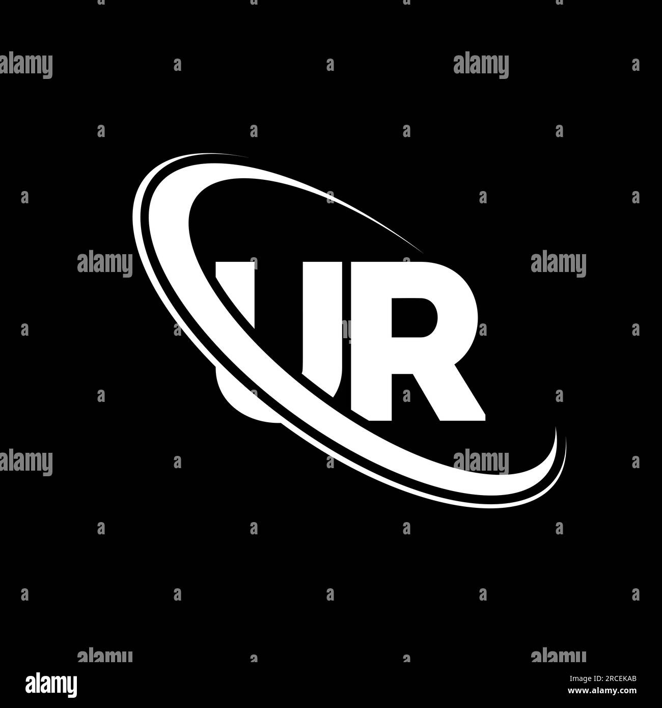 UR logo. U R design. White UR letter. UR/U R letter logo design. Initial letter UR linked circle uppercase monogram logo. Stock Vector