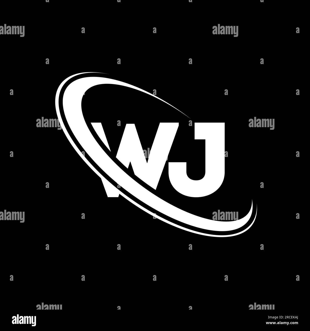 WJ logo. W J design. White WJ letter. WJ/W J letter logo design. Initial letter WJ linked circle uppercase monogram logo. Stock Vector