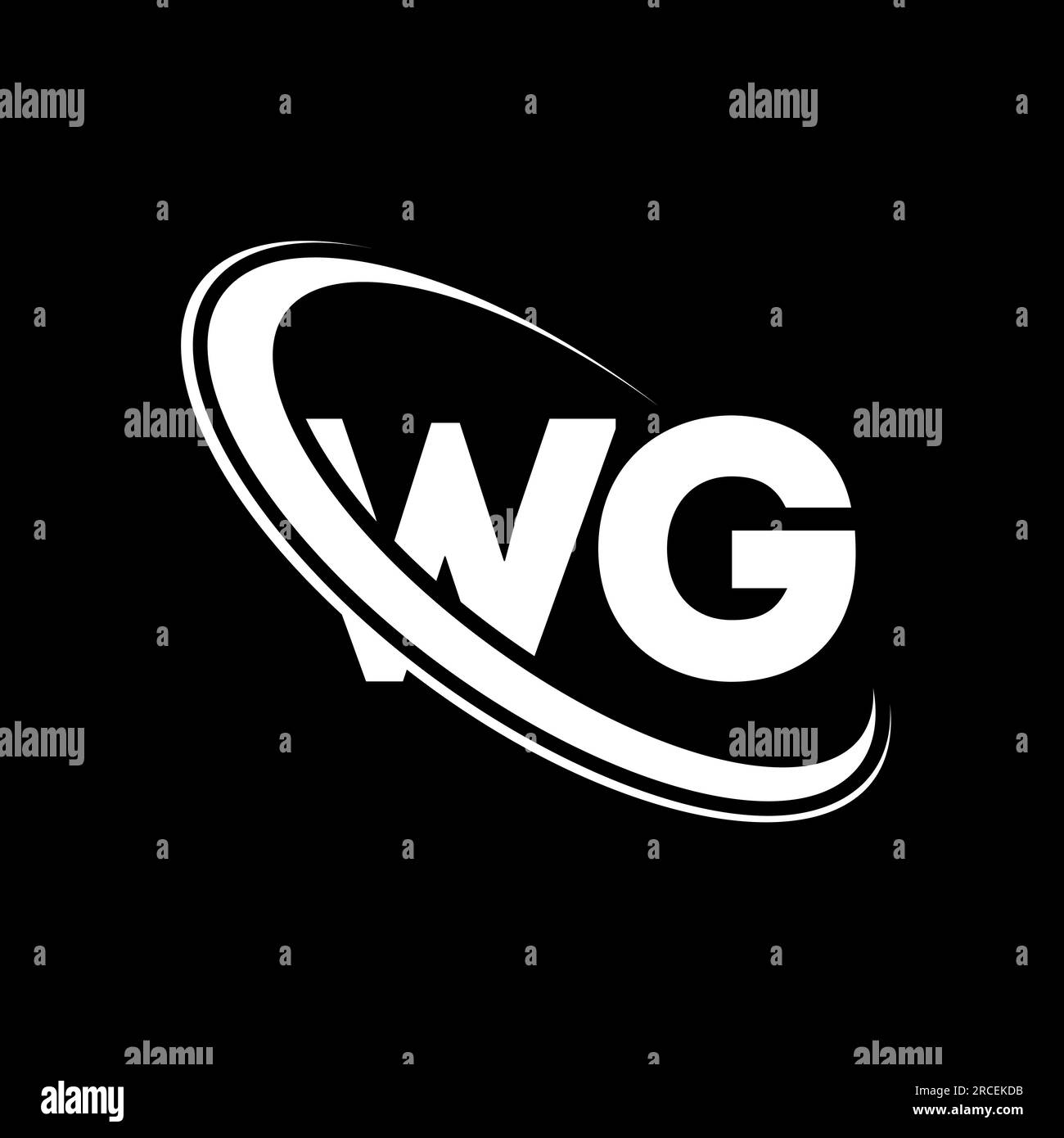 WG logo. W G design. White WG letter. WG/W G letter logo design. Initial letter WG linked circle uppercase monogram logo. Stock Vector
