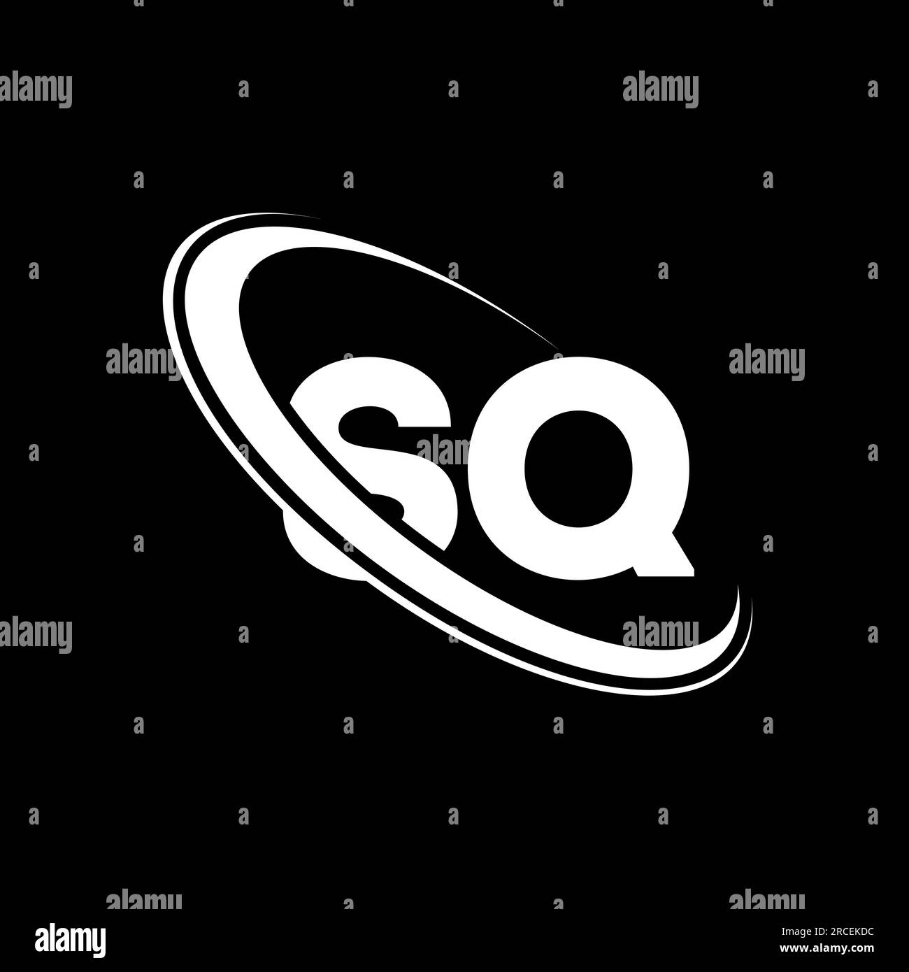 SQ logo. S Q design. White SQ letter. SQ/S Q letter logo design. Initial letter SQ linked circle uppercase monogram logo. Stock Vector
