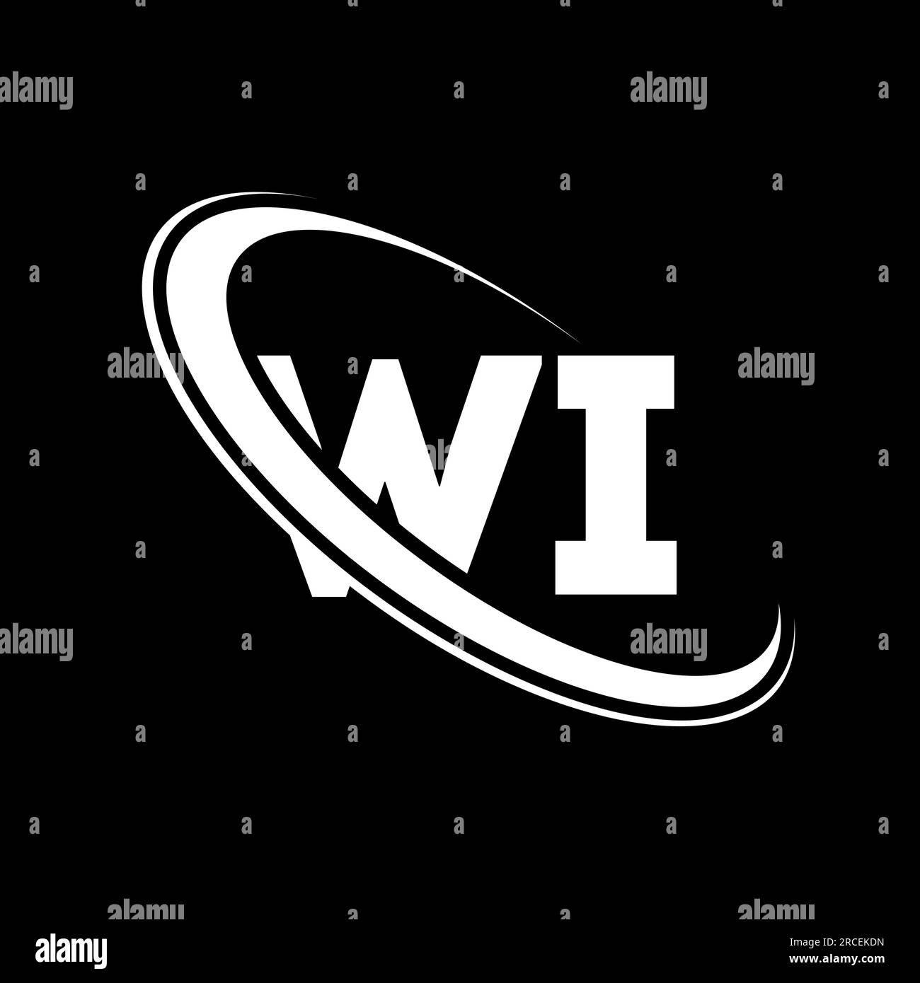 WI logo. W I design. White WI letter. WI/W I letter logo design. Initial letter WI linked circle uppercase monogram logo. Stock Vector