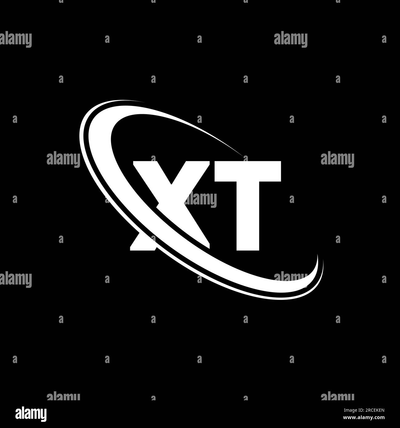 XT logo. X T design. White XT letter. XT/X T letter logo design. Initial letter XT linked circle uppercase monogram logo. Stock Vector