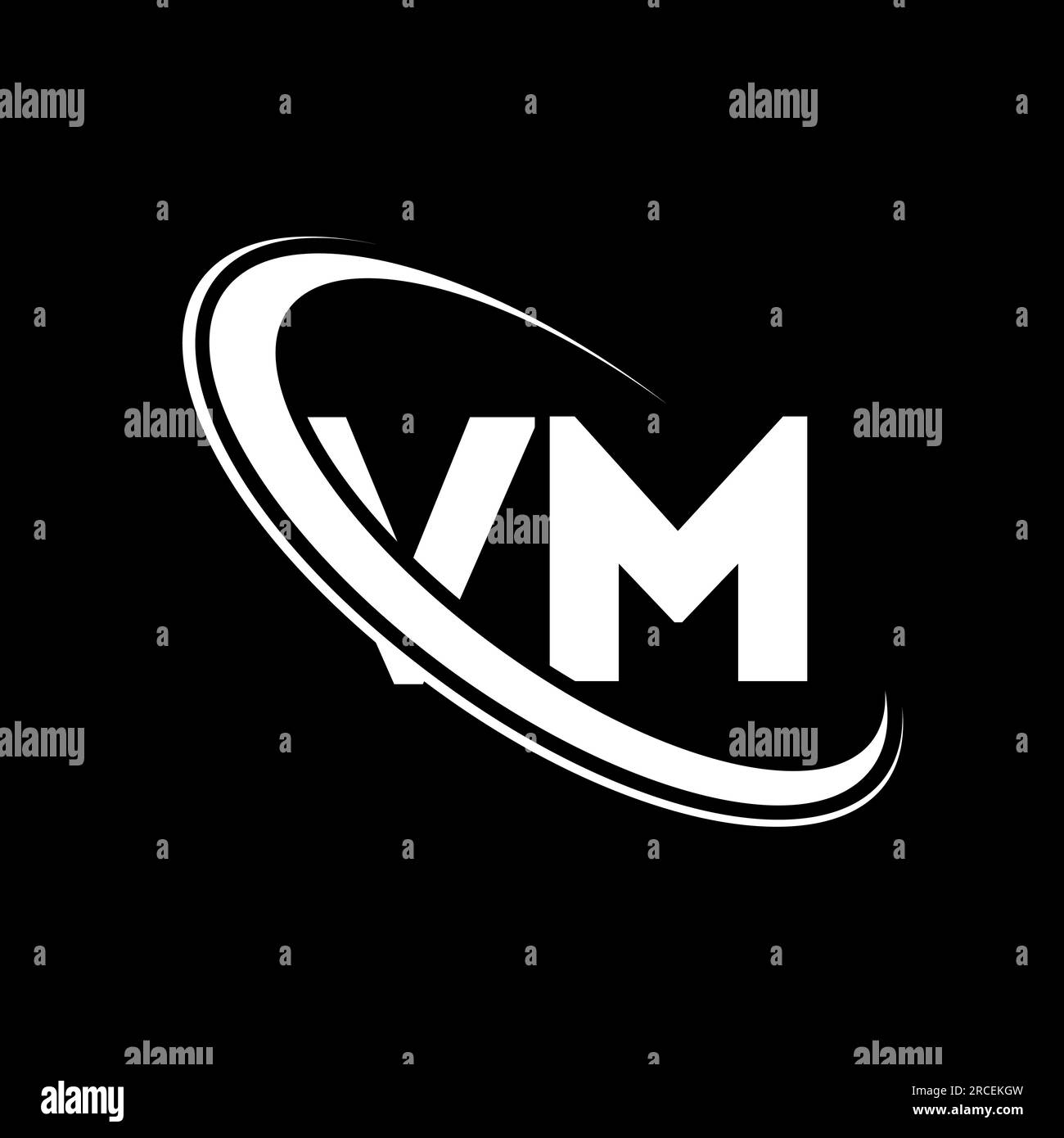 VM logo. V M design. White VM letter. VM/V M letter logo design. Initial letter VM linked circle uppercase monogram logo. Stock Vector