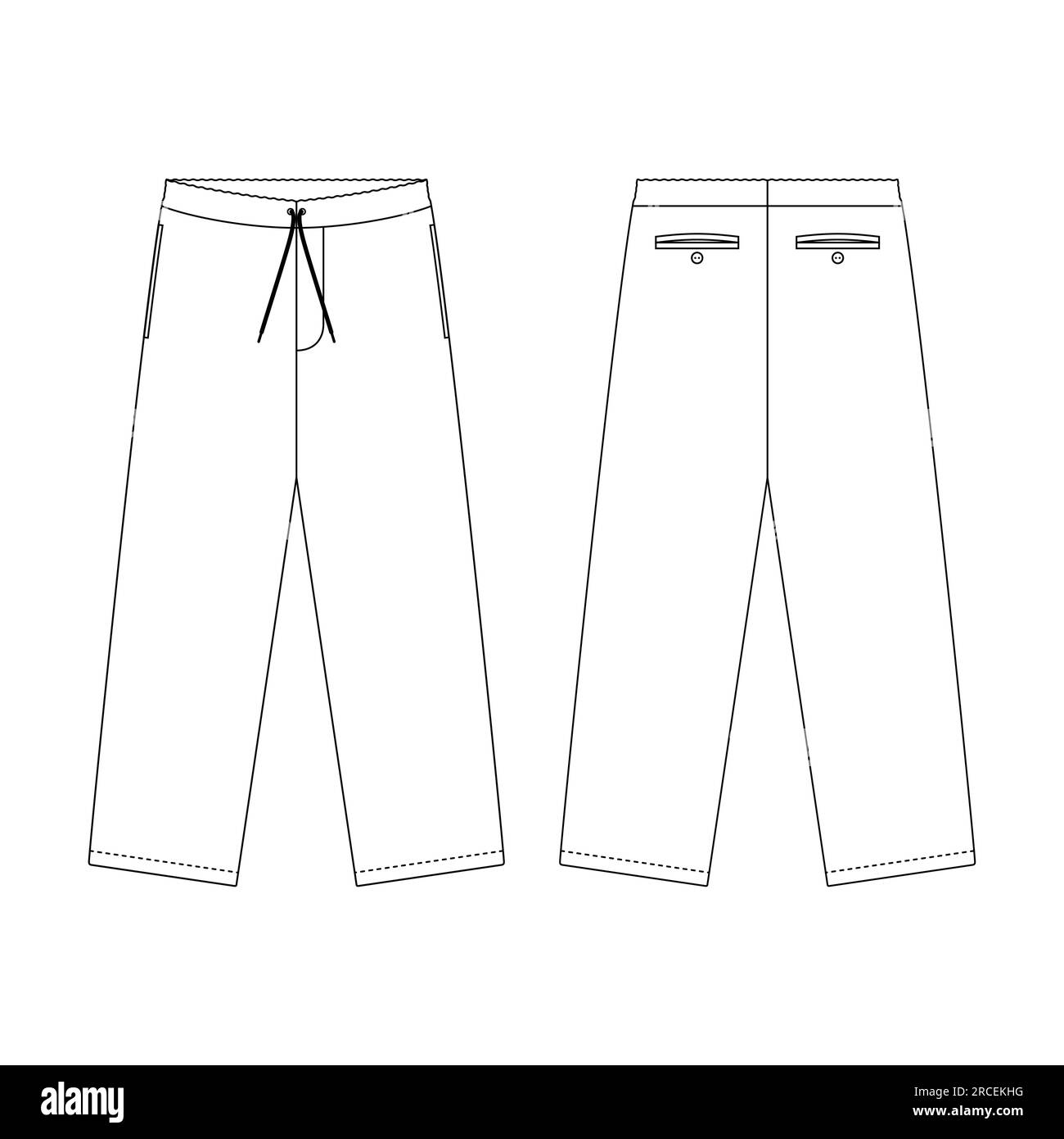 Template drawstring pants vector illustration flat design outline ...