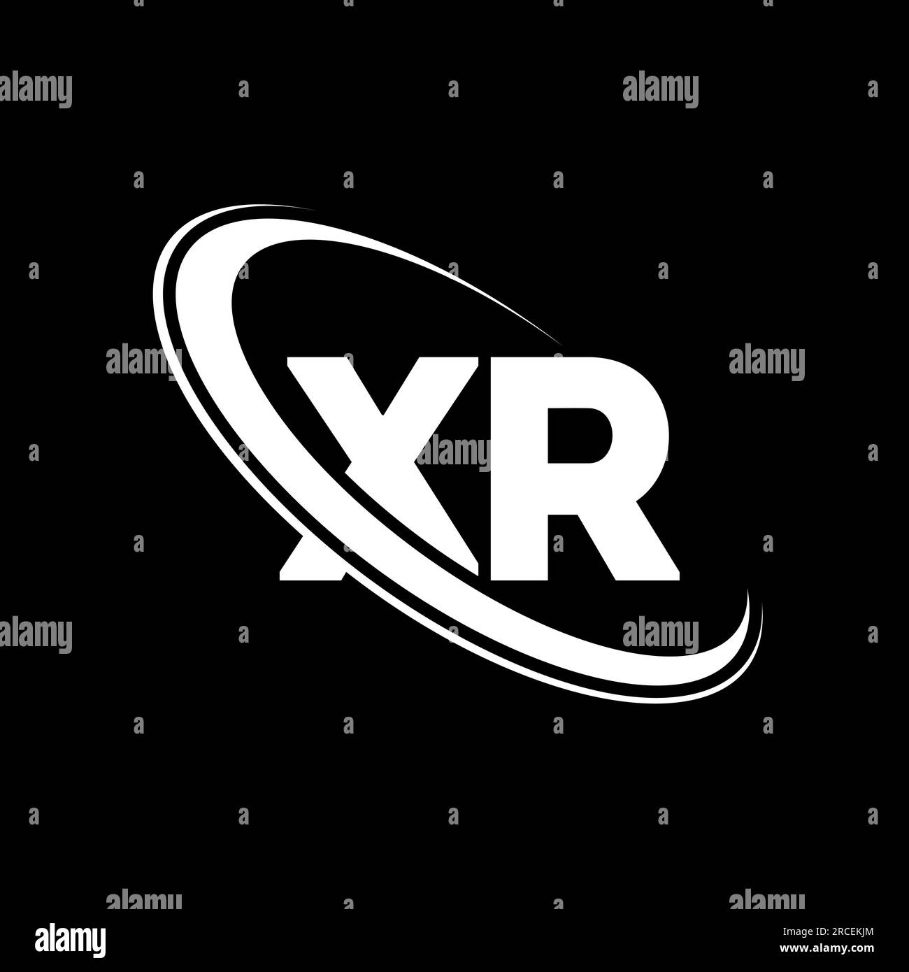 XR logo. X R design. White XR letter. XR/X R letter logo design. Initial letter XR linked circle uppercase monogram logo. Stock Vector