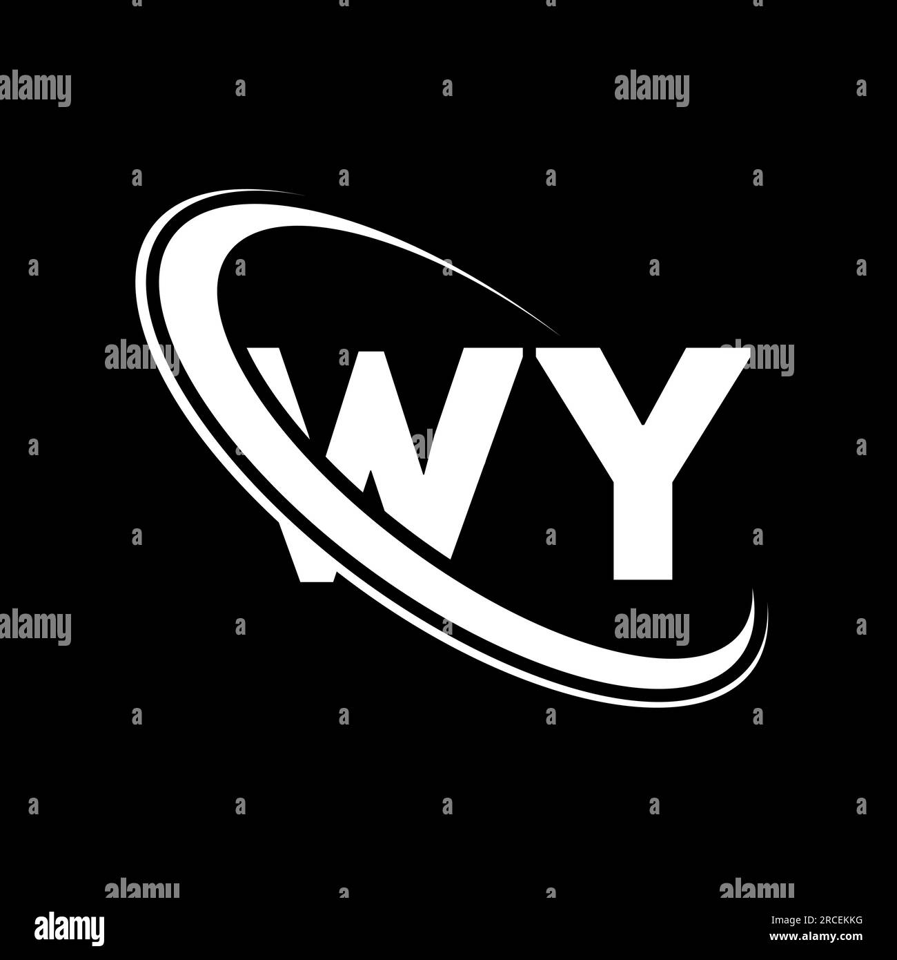WY logo. W Y design. White WY letter. WY/W Y letter logo design. Initial letter WY linked circle