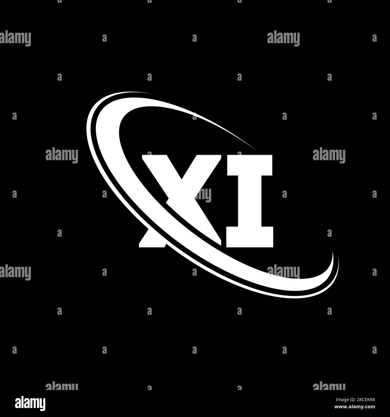 XI logo. X I design. White XI letter. XI/X I letter logo design. Initial letter XI linked circle uppercase monogram logo. Stock Vector