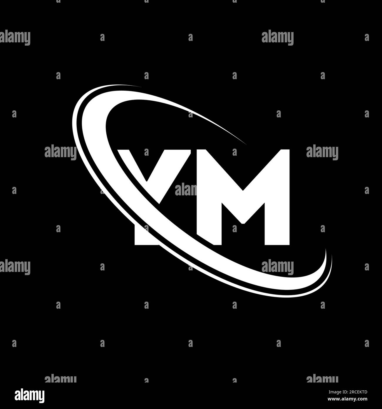 YM logo. Y M design. White YM letter. YM/Y M letter logo design. Initial letter YM linked circle uppercase monogram logo. Stock Vector