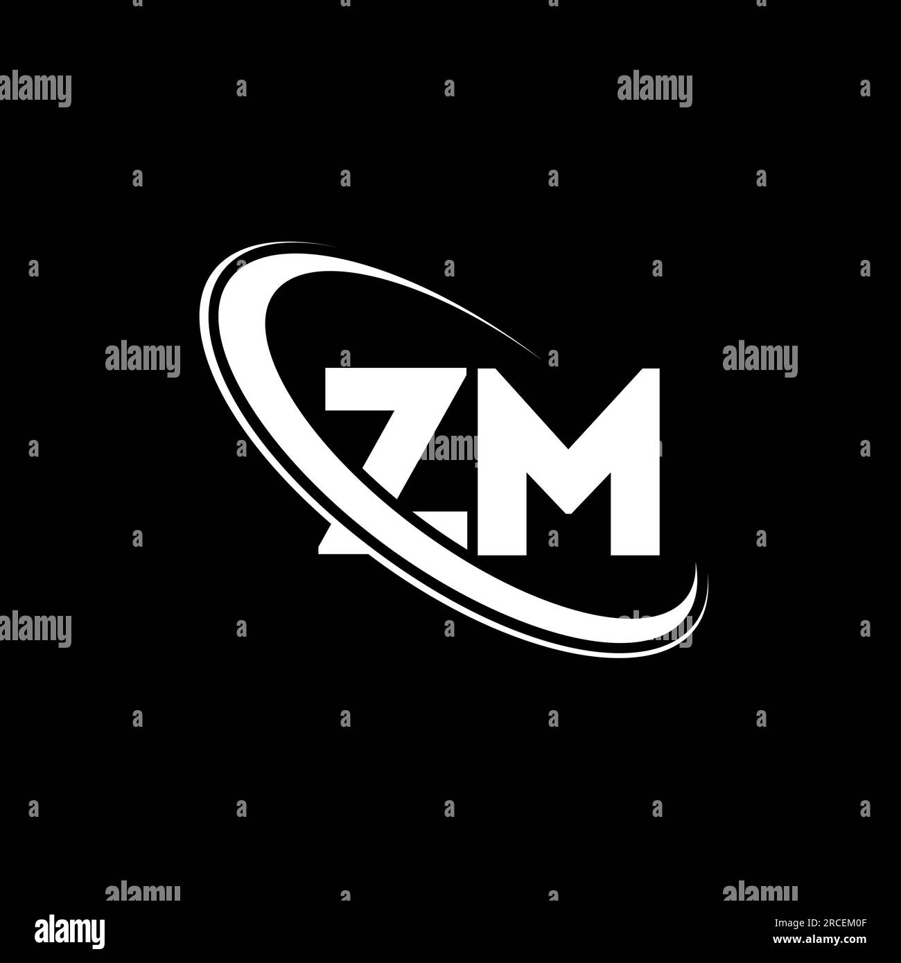 ZM logo. Z M design. White ZM letter. ZM/Z M letter logo design. Initial letter ZM linked circle uppercase monogram logo. Stock Vector