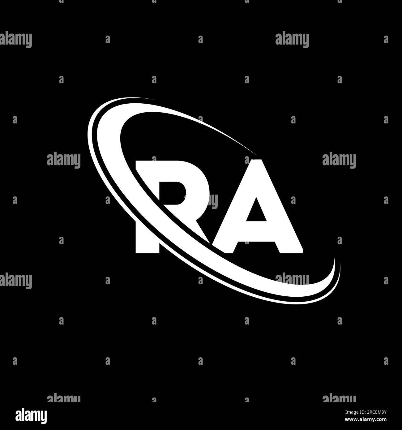 RA logo. R A design. White RA letter. RA/R A letter logo design. Initial letter RA linked circle uppercase monogram logo. Stock Vector
