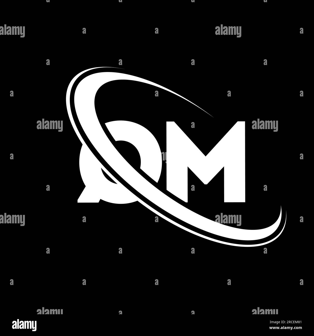 QM logo. Q M design. White QM letter. QM/Q M letter logo design. Initial letter QM linked circle uppercase monogram logo. Stock Vector