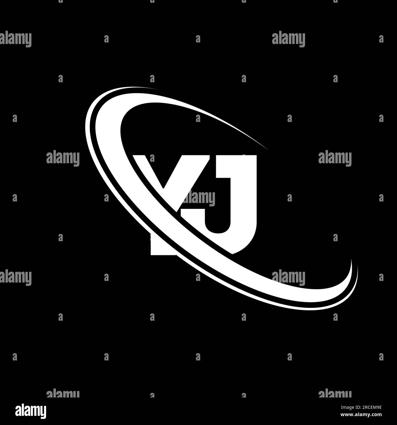 YJ logo. Y J design. White YJ letter. YJ/Y J letter logo design. Initial letter YJ linked circle uppercase monogram logo. Stock Vector