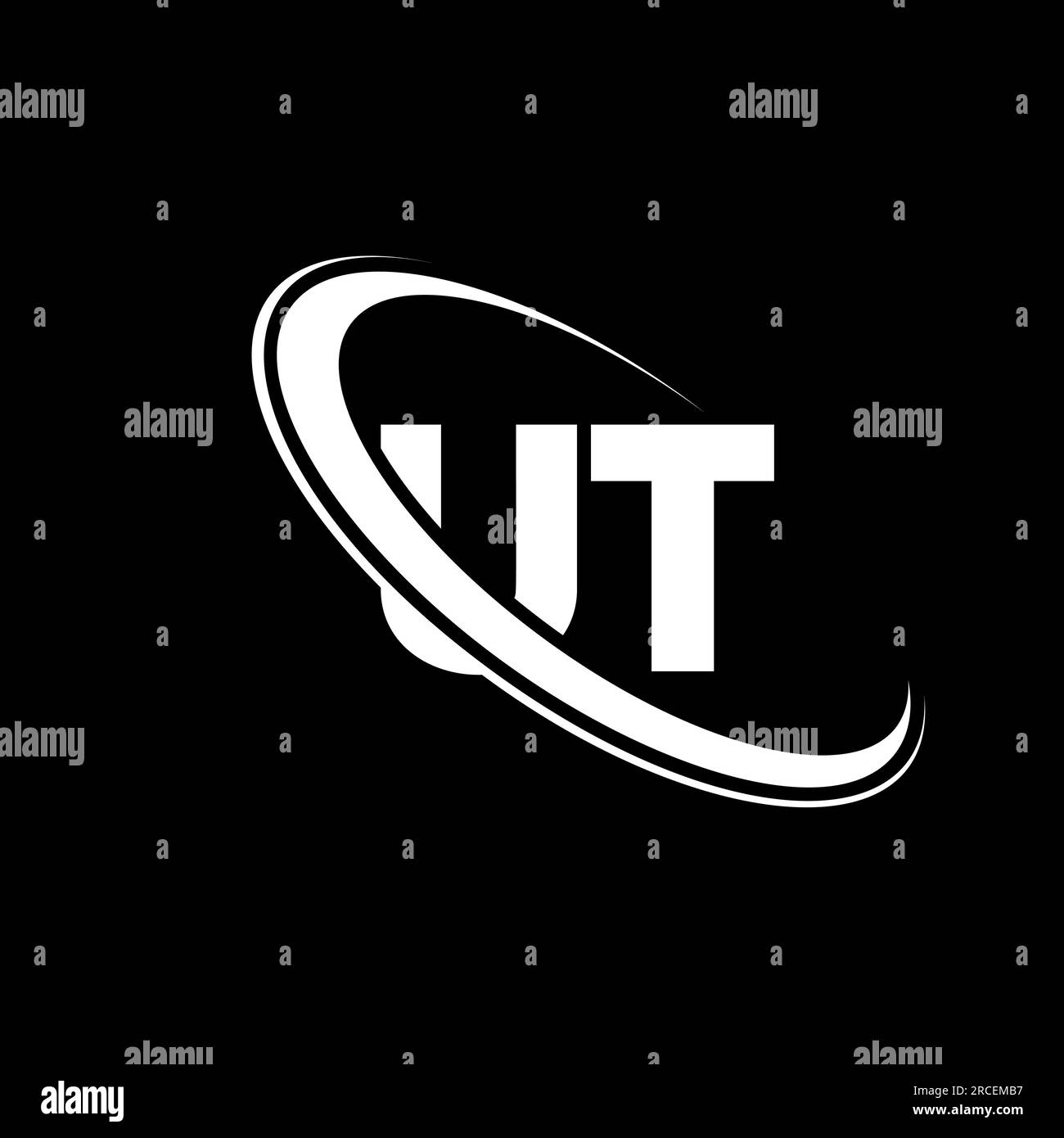 UT logo. U T design. White UT letter. UT/U T letter logo design. Initial letter UT linked circle uppercase monogram logo. Stock Vector