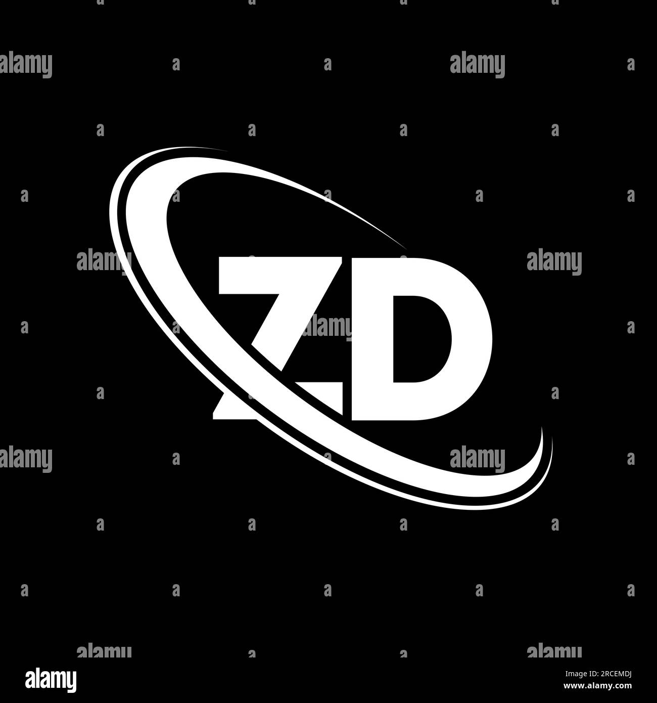 ZD logo. Z D design. White ZD letter. ZD/Z D letter logo design. Initial letter ZD linked circle uppercase monogram logo. Stock Vector