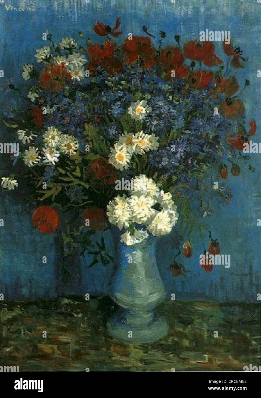Still Life: Vase with Cornflowers and Poppies 1887; Paris, France by Vincent van Gogh Stock Photo