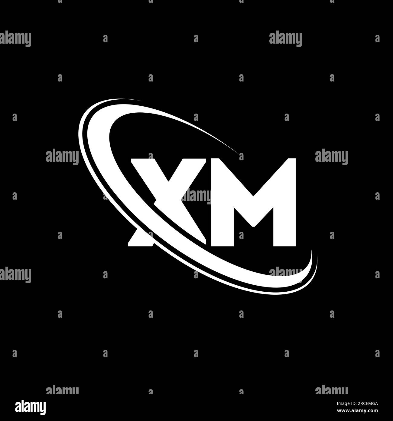 XM logo. X M design. White XM letter. XM/X M letter logo design. Initial letter XM linked circle uppercase monogram logo. Stock Vector