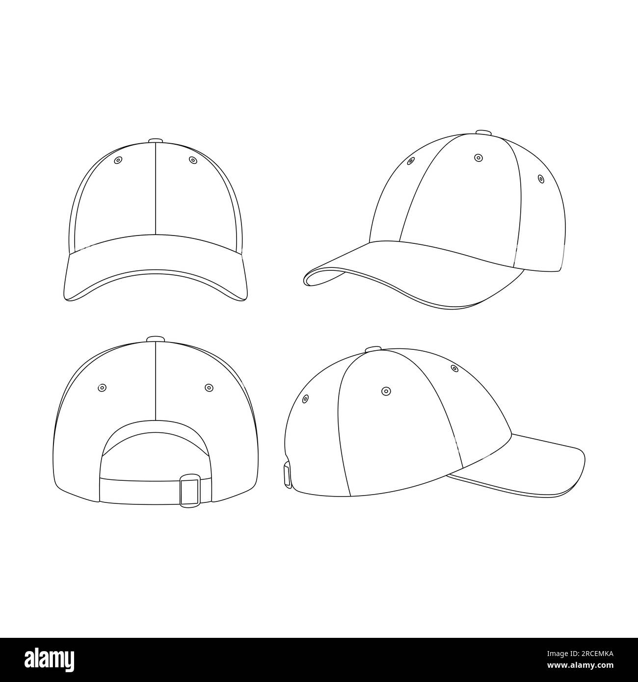 Template baseball cap vector illustration flat sketch design outline