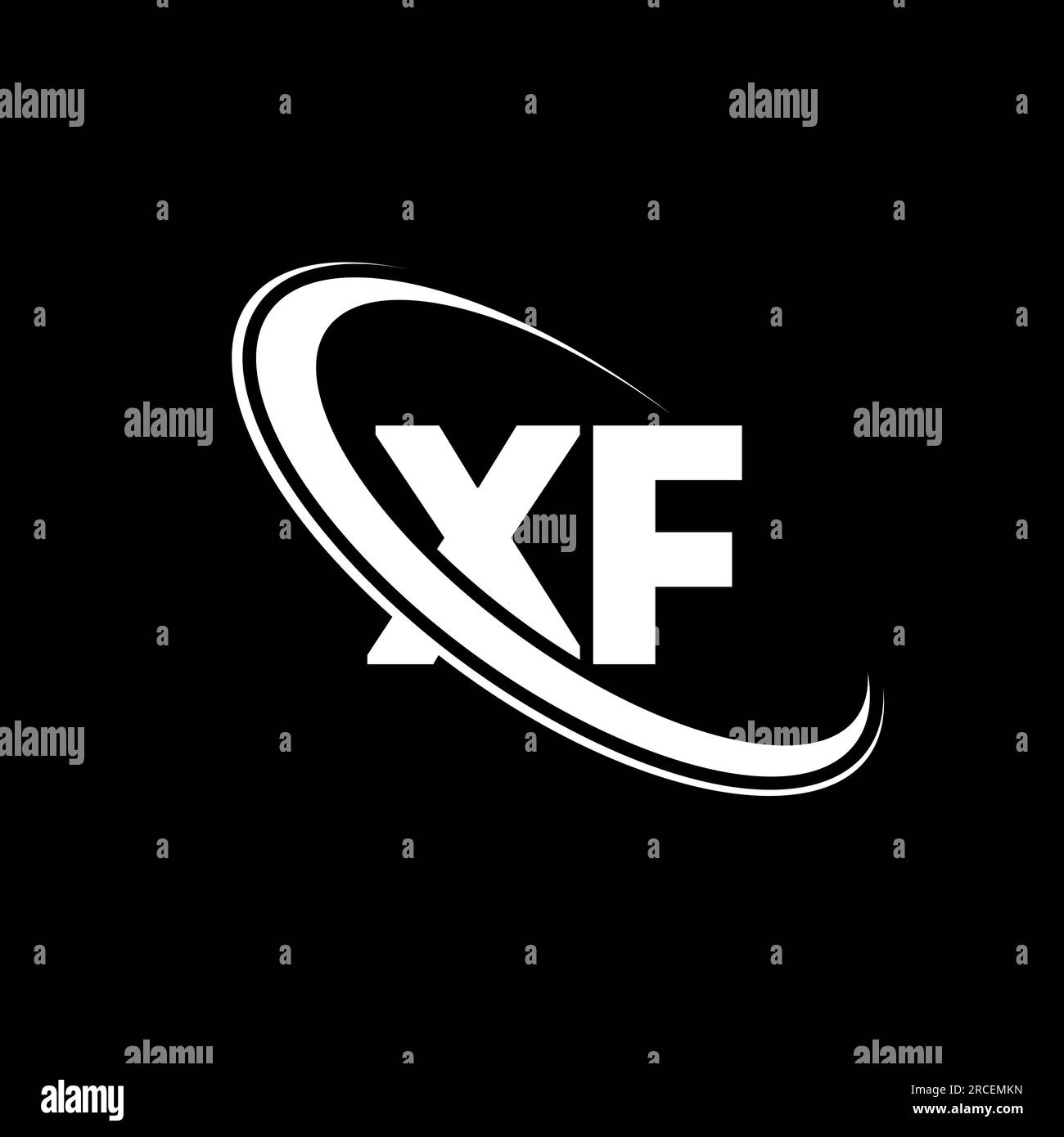 XF logo. X F design. White XF letter. XF/X F letter logo design. Initial letter XF linked circle uppercase monogram logo. Stock Vector
