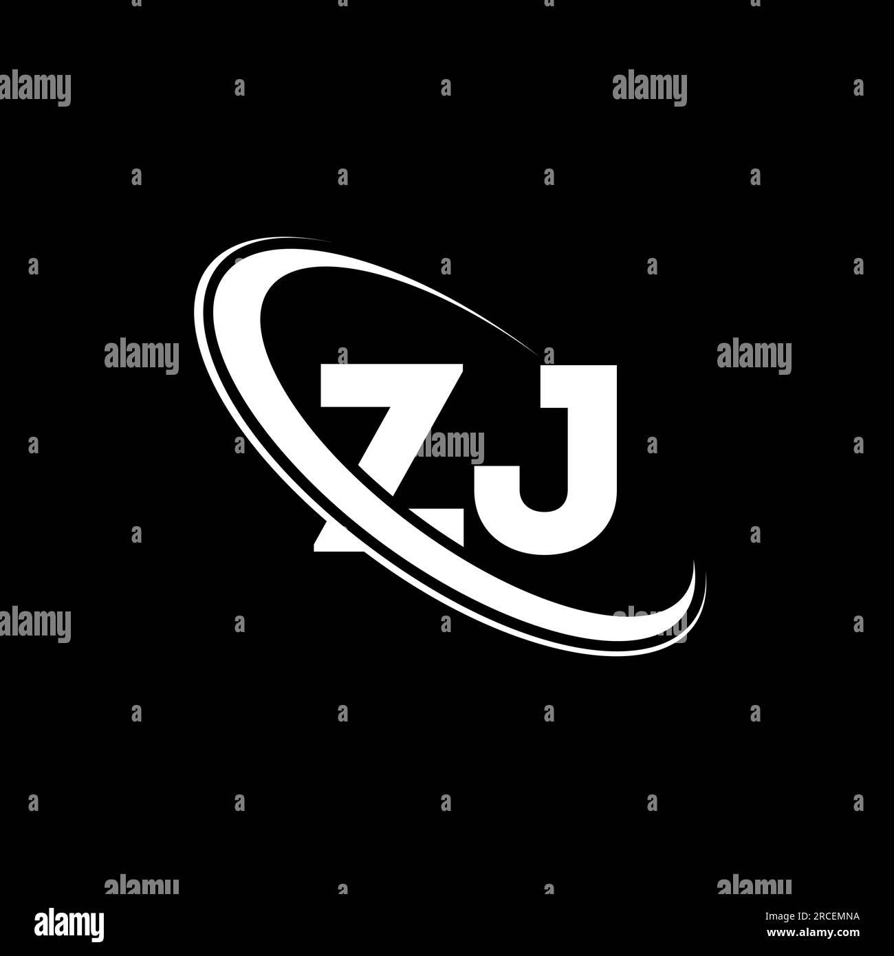 ZJ logo. Z J design. White ZJ letter. ZJ/Z J letter logo design. Initial letter ZJ linked circle uppercase monogram logo. Stock Vector